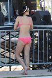 Katy Perry in pink bikini showing off her big boobs and ass at the pool of Fontainebleau Hotel, Miami Beach